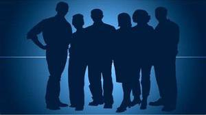 Picture of people (shadow) in blue background