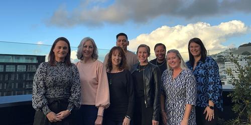 Arinex CEO, Nicole Walker (far left) with Auaha Founder and Director, Sandra Julian (2nd left) and team members in Wellington / Te Whanganui-a-Tara (Māori), New Zealand.
